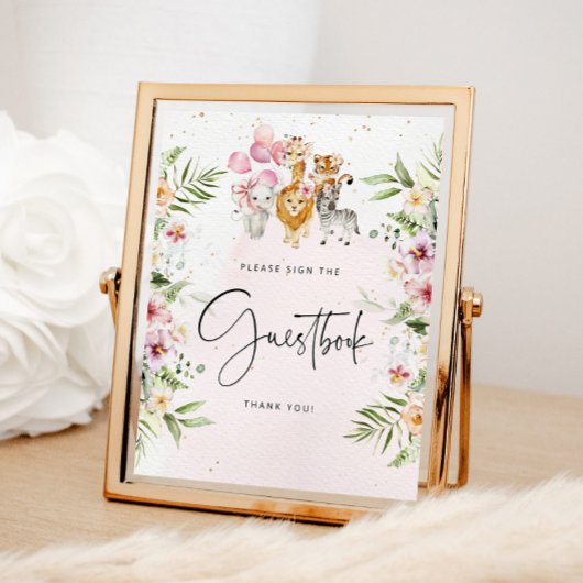 フローラサファリ動物のゲストブックポスター ポスター