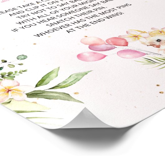 フローラサファリ動物は赤ちゃんシャワーゲームを言わない ポスター (角)