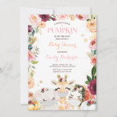 フローラサファリ動物秋カボチャ赤ちゃんシャワー 招待状 (正面)