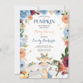 フローラサファリ動物秋カボチャ赤ちゃんシャワー 招待状 (正面)