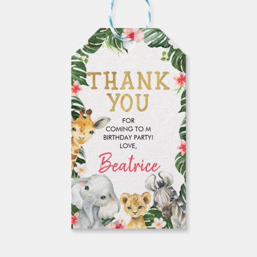 フローラサファリ誕生日サンキューラベル ギフトタグ (正面)