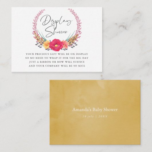 フローラサファリ赤ちゃんシャワー表示シャワー エンクロージャーカード (正面/裏面)