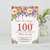 フローラサプライズ100th誕生日招待状赤 招待状 (スタンド正面)