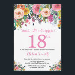 フローラサプライズ18th誕生日招待状ピンク 招待状<br><div class="desc">フローラサプライズ18番目の誕生日招待状、女性向け。水彩フローラ花ピンク、黄、オレンジ、紫の花。大人の誕生日。第30回第40回第50回第70回第80回第100回第13回第16回第18回第20回第21代任意の年齢さらにカスタマイズするには、「クリック カスタマイズ   」ボタンをクリックし、デザインツールを使用してこのテンプレートを変更してください。</div>