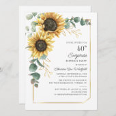 フローラサプライズ40th誕生日ひまわりユーカリ 招待状 (正面/裏面)