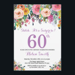 フローラサプライズ60th誕生日招待状パープル 招待状<br><div class="desc">フローラ・サプライズ第60回誕生日招待状、女性向け。水彩フローラ花ピンク、黄、オレンジ、紫の花。大人の誕生日。第30回第40回第50回第70回第80回第100回第13回第16回第18回第20回第21代任意の年齢さらにカスタマイズするには、「クリック カスタマイズ   」ボタンをクリックし、デザインツールを使用してこのテンプレートを変更してください。</div>