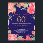 フローラサプライズ60th誕生日金ゴールドグリッターブルー 招待状<br><div class="desc">レッドフローラサプライズ60番目の女性誕生日招待状。水彩植物フローラフラワー金ゴールドグリッター。ピンクの桃のフローラの花。大人の誕生日。ネイビーブルーの背景。さらにカスタマイズするには、「クリックカスタマイズit」ボタンをクリックし、デザインツールを使用してこのテンプレートを変更してください。</div>