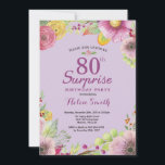 フローラサプライズ80th誕生日招待状パープル 招待状<br><div class="desc">フローラサプライズ80番目の誕生日招待状、女性向け。水彩フローラ、紫の背景。さらにカスタマイズするには、「クリック カスタマイズ   」ボタンをクリックし、デザインツールを使用してこのテンプレートを変更してください。</div>