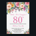 フローラサプライズ80th誕生日招待状ピンク 招待状<br><div class="desc">フローラサプライズ80番目の誕生日招待状、女性向け。水彩フローラ花ピンク、黄、オレンジ、紫の花。大人の誕生日。第30回第40回第50回第70回第80回第100回第13回第16回第18回第20回第21代任意の年齢さらにカスタマイズするには、「クリック カスタマイズ   」ボタンをクリックし、デザインツールを使用してこのテンプレートを変更してください。</div>