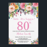 フローラサプライズ80th誕生日招待状ピンク 招待状<br><div class="desc">フローラサプライズ80番目の誕生日招待状、女性向け。水彩フローラ花ピンク、黄、オレンジ、紫の花。大人の誕生日。第30回第40回第50回第70回第80回第100回第13回第16回第18回第20回第21代任意の年齢さらにカスタマイズするには、「クリック カスタマイズ   」ボタンをクリックし、デザインツールを使用してこのテンプレートを変更してください。</div>
