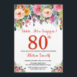 フローラサプライズ80th誕生日招待状レッド 招待状<br><div class="desc">フローラサプライズ80番目の誕生日招待状、女性向け。水彩フローラ花赤、ピンク、黄、オレンジ、紫の花。大人の誕生日。第30回第40回第50回第70回第80回第100回第13回第16回第18回第20回第21代任意の年齢さらにカスタマイズするには、「クリック カスタマイズ   」ボタンをクリックし、デザインツールを使用してこのテンプレートを変更してください。</div>