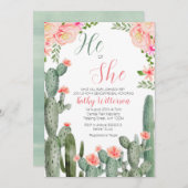 フローラサボテンは性別開示の吸汁性の高い 招待状 (正面/裏面)