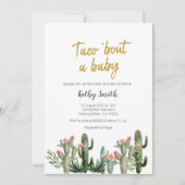 フローラサボテン水色カップルシャワー 招待状 (正面)