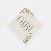 フローラサボテン革ガールベビーシャワー スタンダードランチョンナプキン (角)