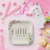 フローラサボテン革ガールベビーシャワー ペーパープレート (パーティー)