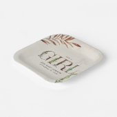 フローラサボテン革ガールベビーシャワー ペーパープレート (傾斜あり)