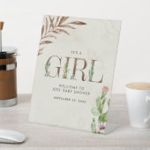 フローラサボテン革ベビーシャワーウェルカム 台座サイン (インサイチュ)