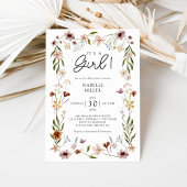 フローラサマーエレガント春ガールベビーシャワーピンク 招待状