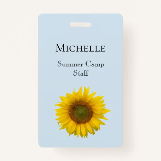 フローラサマーキャンプイエローサンフラワーネームタグ バッジ (正面)