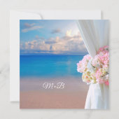 フローラサマーサンセット海トロピカルビーチ結婚式 招待状 (裏面)