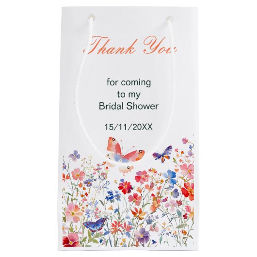 フローラサマーバタフライブライダルシャワー スモールペーパーバッグ (正面)