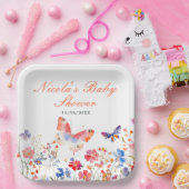 フローラサマーバタフライベビーシャワー ペーパープレート (パーティー)
