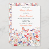 フローラサマーバタフライベビーシャワー 招待状 (正面/裏面)