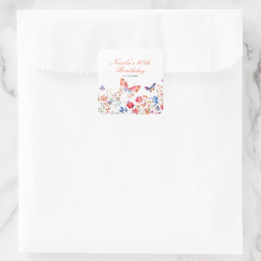 フローラサマーバタフライ誕生日 スクエアシール (バッグ)
