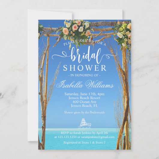フローラサマービーチ結婚式ゲートブライダルシャワー 招待状 (正面)