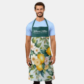 フローラサマーレモンシトラスパーソナライズされた名 エプロン (着用した状態)