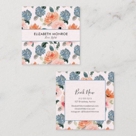 フローラサロン美容師化粧 スクエア名刺 (正面/裏面)