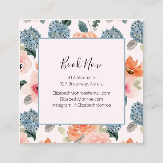 フローラサロン美容師化粧 スクエア名刺 (裏面)