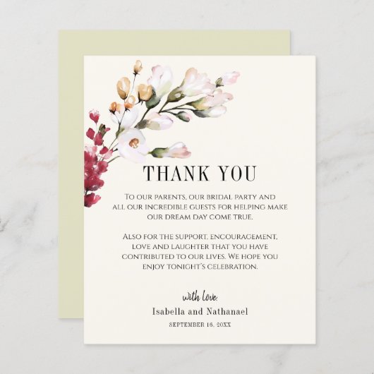 フローラサンキューウェディングレセプションカード (正面/裏面)