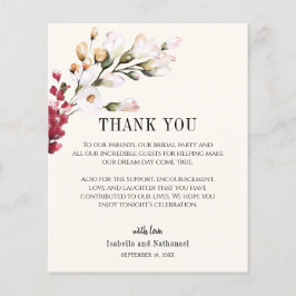 フローラサンキューウェディングレセプションカード