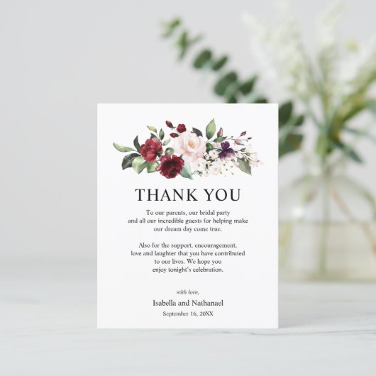 フローラサンキューウェディングレセプションカード (スタンド正面)