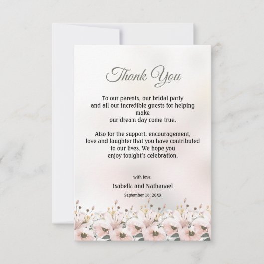 フローラサンキューウェディングレセプションカード サンキューカード (正面)