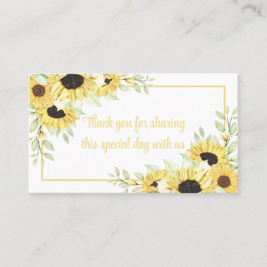 フローラサンキューウォーターカラーひまわり結婚の花 プレイスカード (正面)