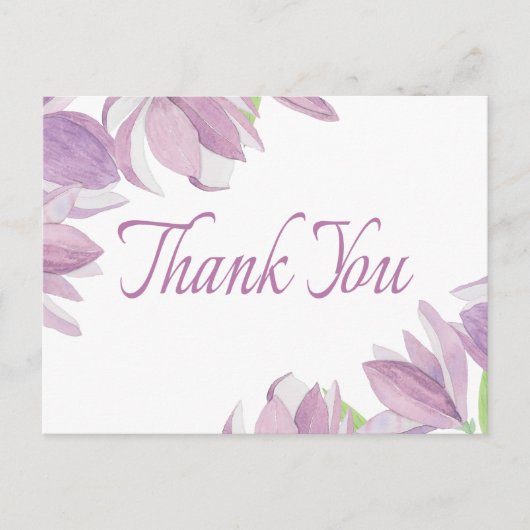 フローラサンキューウォーターカラーパープルフラワー ポストカード (正面)