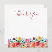 フローラサンキューカードピンクレッドブルーイエロー ノートカード (正面/裏面)