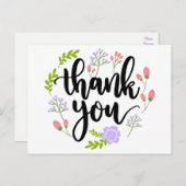 フローラサンキューパープルピンクの花と緑離れの花 ポストカード (正面/裏面)