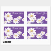 フローラサンキューパープルホワイトデイジー花 長方形シール (シート)