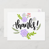 フローラサンキューパープル花と緑葉の花 ポストカード (正面/裏面)