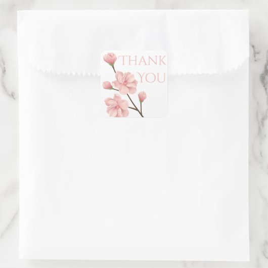 フローラサンキューピンクさくらんぼ花パーティー スクエアシール (バッグ)