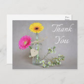 フローラサンキューピンク、イエローガーベラデイジー花 ポストカード (正面/裏面)