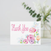 フローラサンキューピンク&パープル水彩花 ポストカード (スタンド正面)