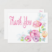 フローラサンキューピンク&パープル水彩花 ポストカード (正面/裏面)