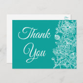 フローラサンキューブルーティール（緑がかった色）ホワイトデイジー花 ポストカード (正面/裏面)