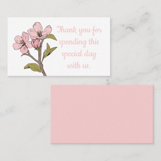 フローラサンキューユーさくらんぼブロッサムピンク結婚式 プレイスカード (正面/裏面)