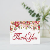 フローラサンキューレッドブルゴーニュ&ピンクフラワー ポストカード (スタンド正面)