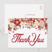 フローラサンキューレッドブルゴーニュ&ピンクフラワー ポストカード (正面/裏面)